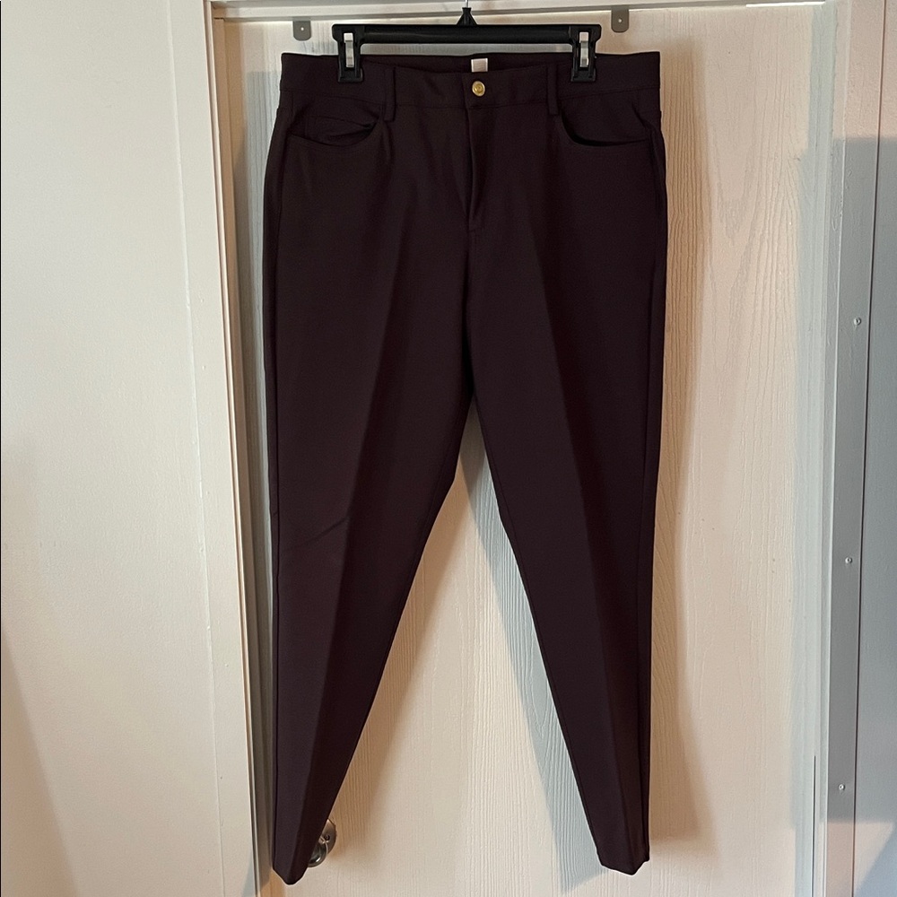 Michael Kors Brown Knit Slim Leg Trousers with Gold Button NWOT 14